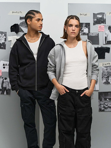 Толстовка унисекс на молнии Jelo, серый меланж - рис 11.