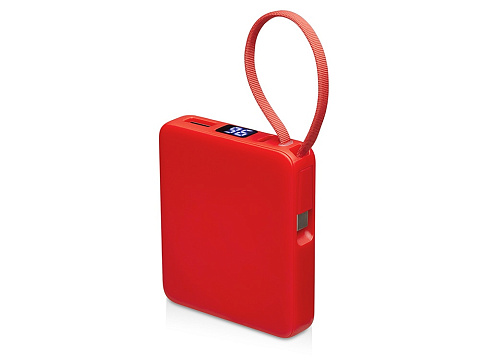 Внешний аккумулятор со встроенным кабелем USB-C Дэнси, 5000 мАч, красный