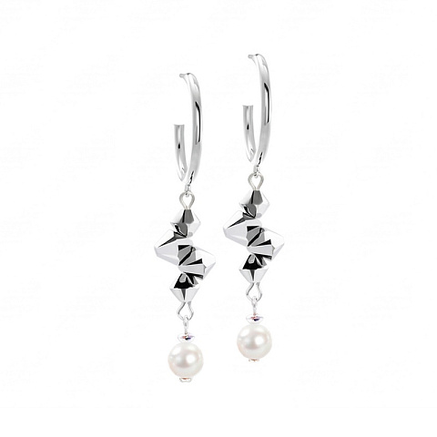 Серьги Hoop White-Silver