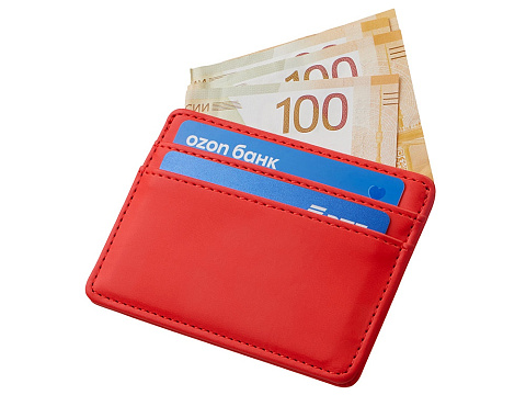 Картхолдер для двух карт и наличных денег с зажимом Crave, красный - рис 5.