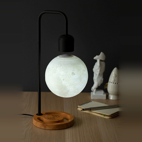 Подвесная левитирующая Луна с беспроводной зарядкой (Black/Wood) - рис 8.