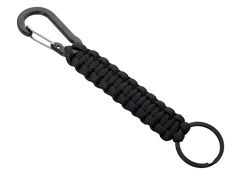 Брелок-веревочка Austere с карабином и кольцом, черный