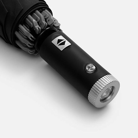 Зонт обратного сложения Norsken с фонариком, черный - рис 8.