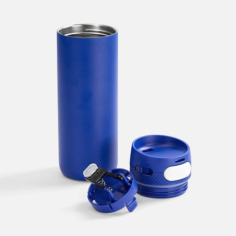 Термостакан X1 с цветной кнопкой, синий с белым - рис 3.