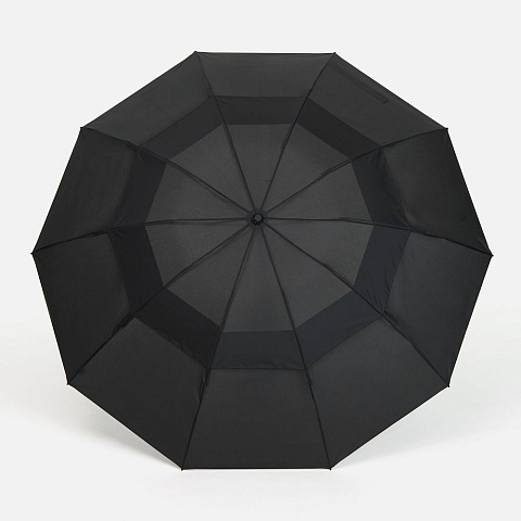 Зонт обратного сложения twoGether с двойным куполом, черный - рис 3.