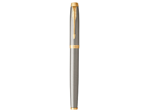 Ручка роллер Parker IM Core Brushed Metal GT, серебристый/золотистый - рис 2.