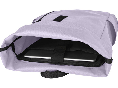 Рюкзак Байрон 15,6 объемом 18 л со скручиваемым верхом, изготовленный из переработанного ПЭТ по стандарту GRS, лиловый - рис 6.
