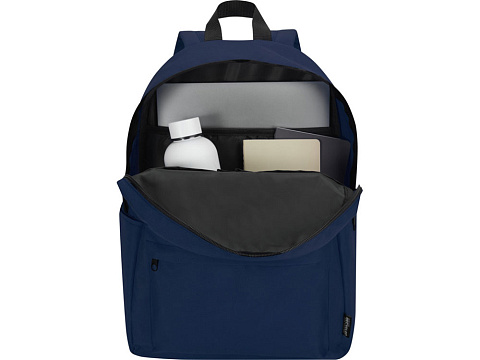 Байрон рюкзак для 14-дюймового ноутбука объемом 16 л, изготовленный из переработанных материалов по стандарту GRS, темно-синий - рис 4.