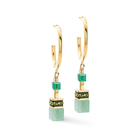 Серьги Hoop Green-Gold