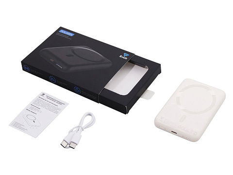 Магнитный внешний беспроводной аккумулятор Polarix, QC/PD, 10000 мАч, слоновая кость - рис 2.