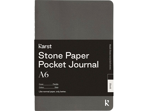 Карманная записная книжка-блокнот с мягкой обложкой Karst формата A6, листы без линования, slate gr - рис 2.