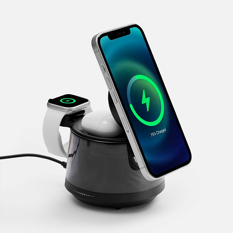 Bluetooth-колонка с подсветкой и беспроводной зарядкой Quantium, черная - рис 2.