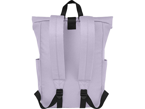 Рюкзак Байрон 15,6 объемом 18 л со скручиваемым верхом, изготовленный из переработанного ПЭТ по стандарту GRS, лиловый - рис 3.