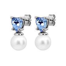 Серьги EMO SS LIGHT BLUE / WHITE PEARL