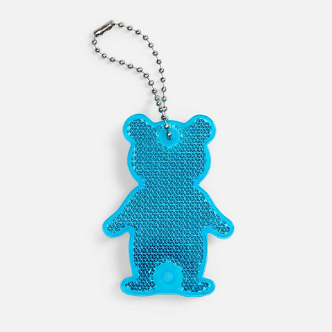 Пешеходный светоотражатель с цепочкой «Мишка», синий