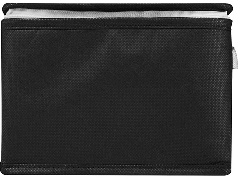 Spectrum нетканая сумка-холодильник, 4 л, на 6 банок, из переработанных материалов, сплошной черный - рис 2.