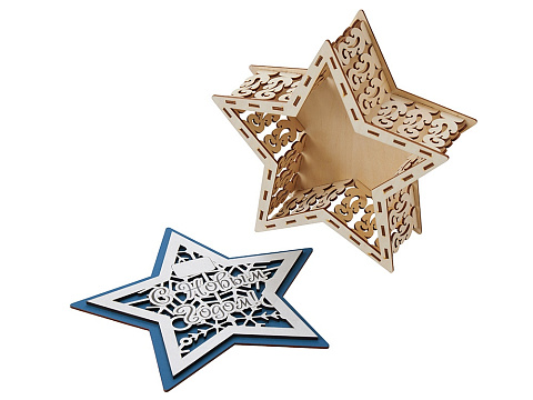 Шкатулка из фанеры в виде звезды Asteris, сине-серебристый - рис 9.