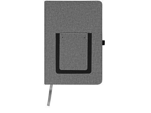 Блокнот Pocket 140*205 мм с карманом для телефона, серый - рис 4.