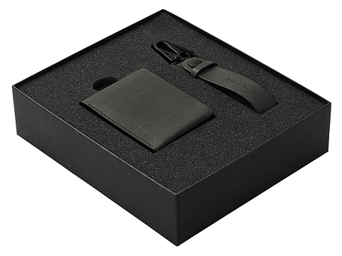 Подарочный набор Long River: кошелек, ремешок для ключей, черная коробка - рис 2.