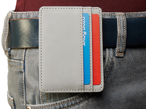 Картхолдер для двух карт и наличных денег с зажимом Crave, светло-серый - рис 7.