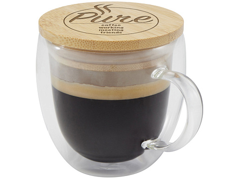 Стеклянная кружка Lenora емкостью 250 мл с бамбуковой крышкой - прозрачный - рис 5.