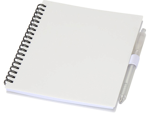 Набор Niove из блокнота из переработанного пластика в мягкой обложке и шариковой ручки (синие чернила) - Белый