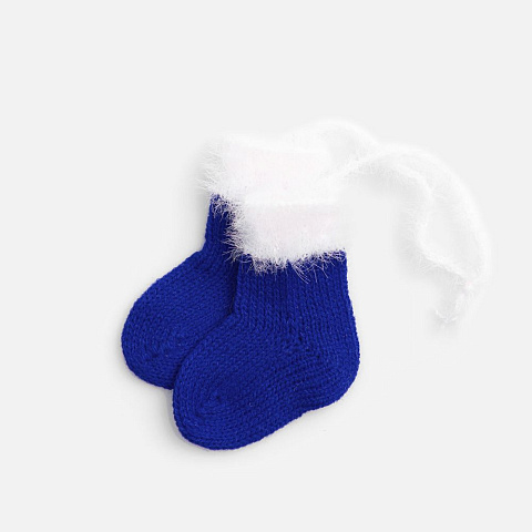 Подвеска на елку «Вьюшка», носочки, синяя - рис 2.