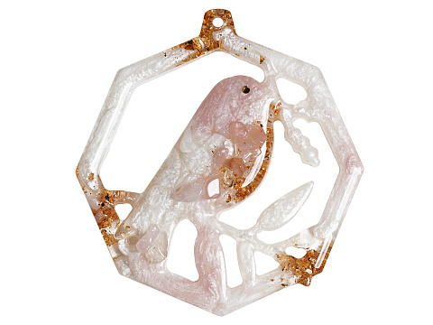 Елочные игрушки ( Снегирь+ Олень+ Ель) Розовый кварц - рис 6.