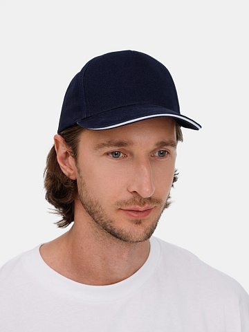 Бейсболка Classic 2.0, темно-синяя с белым кантом - рис 9.