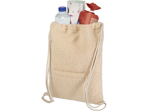 Шерпа рюкзак со шнурком из переработанной шерпы GRS объемом 9 л, бежевый - рис 3.