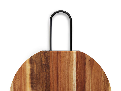 Деревянная круглая доска из акации с металлической ручкой Кира - рис 5.