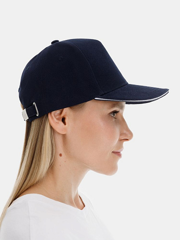 Бейсболка Classic 2.0, темно-синяя с белым кантом - рис 8.