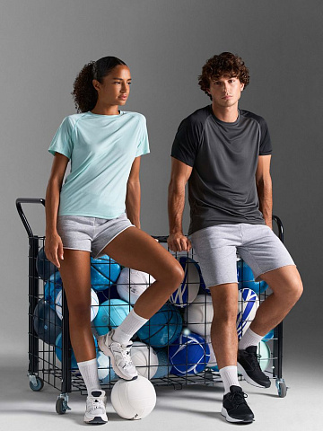 Футболка спортивная унисекс Vortex, черная с темно-серым - рис 11.