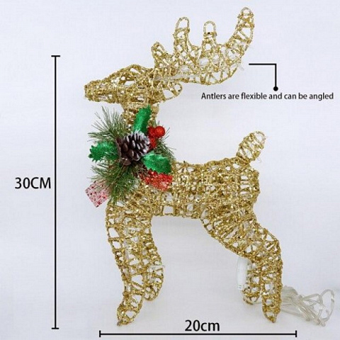 Новогоднее украшение Олень с гирляндой (30см) - рис 2.
