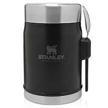 Банка для еды объемом 400 мл с ложкой-вилкой Stanley Legendary - черный матовый