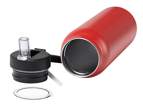 Термобутылка Хэйду с двойными стенками и корпусом из переработанной нержавеющей стали, красный - рис 3.