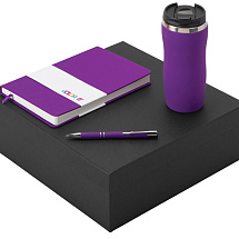 Подарочный набор с блокнотом С2, металлической ручкой и термокружкой, фиолетовый