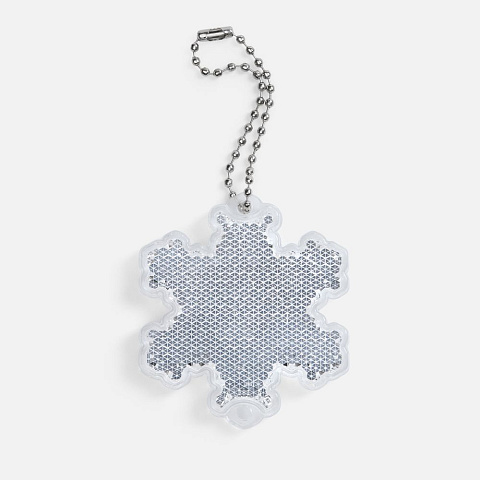 Пешеходный светоотражатель с цепочкой «Снежинка», белый - рис 2.