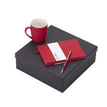 Подарочный набор с блокнотом С1, металлической ручкой и кружкой, красный