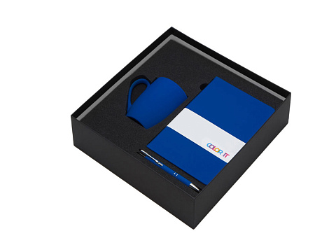 Подарочный набор с блокнотом С3, металлической ручкой и кружкой, синий - рис 2.