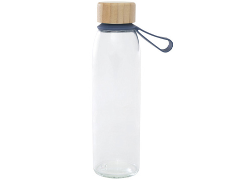 Стеклянная бутылка для воды Porto объемом 500 мл с силиконовой ручкой и бамбуковой крышкой - Синий - рис 2.