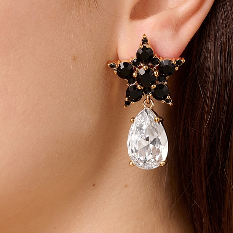 Серьги HYDRA SG BLACK / CRYSTAL Dyrberg Kern 450030 - рис 2.