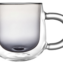 Кружка с двойными стенками с широкой ручкой и градиентным покрытием Fog, черный