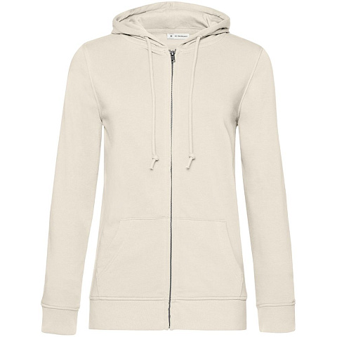 Толстовка на молнии с капюшоном женская BNC Inspire (Organic), молочно-белая - рис 2.