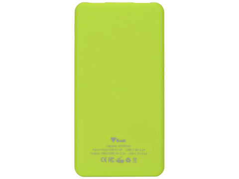 Портативное зарядное устройство Reserve с USB Type-C, 5000 mAh, зеленое яблоко - рис 3.