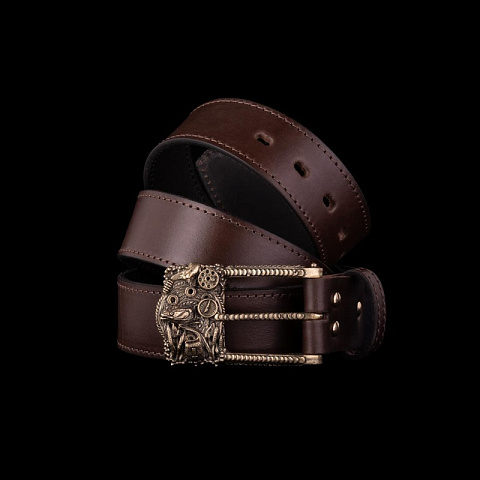 Кожаный ремень «Рыбацкая классика», коричневый