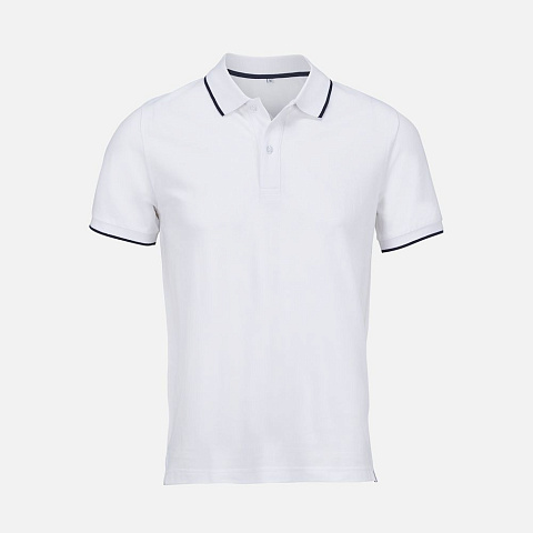 Рубашка поло унисекс Palermo, белая с темно-синим - рис 2.