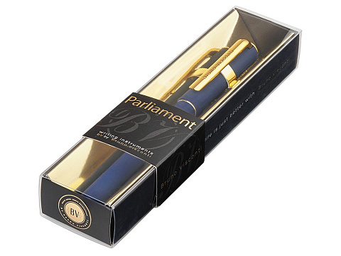 Ручка пластиковая шариковая Parliament, 0,7 мм, синие чернила, темно-синий/золотистый - рис 4.