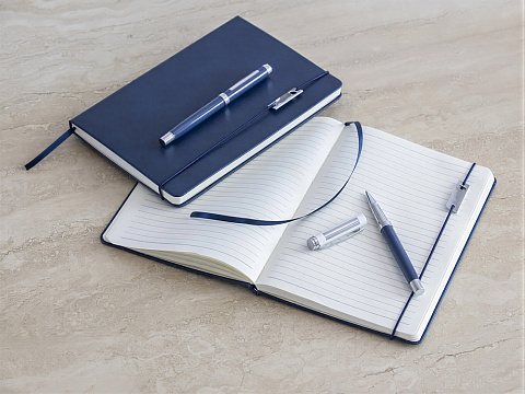 Набор Legato Elegance из блокнота формата А5 в твердой обложке и ручки-роллера, белый/черный - рис 7.