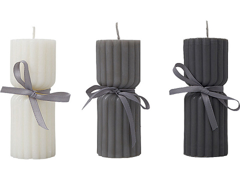 Набор свечей с гранями Vela, темно-серый, белый - рис 4.